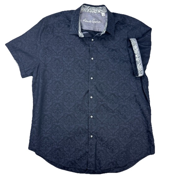 Robert Graham Other - Robert Graham‎ XL Classic Fit Shirt Navy Paisley Cotton Contrast Trim